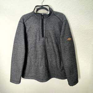Orvis Mens L Sherpa Lined Quarter Zip Pullover Charcoal Gray Fleece Sweater